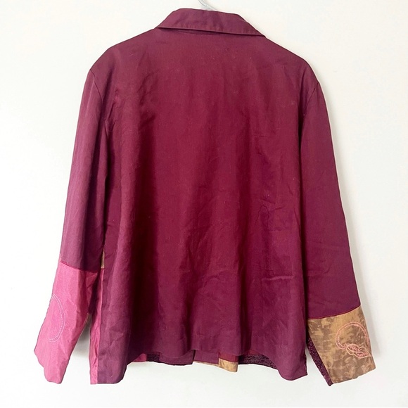 Vintage Patchwork Embroidered Velvet Lightweight Jacket Boho Festival XL Hippie - Picture 10 of 15